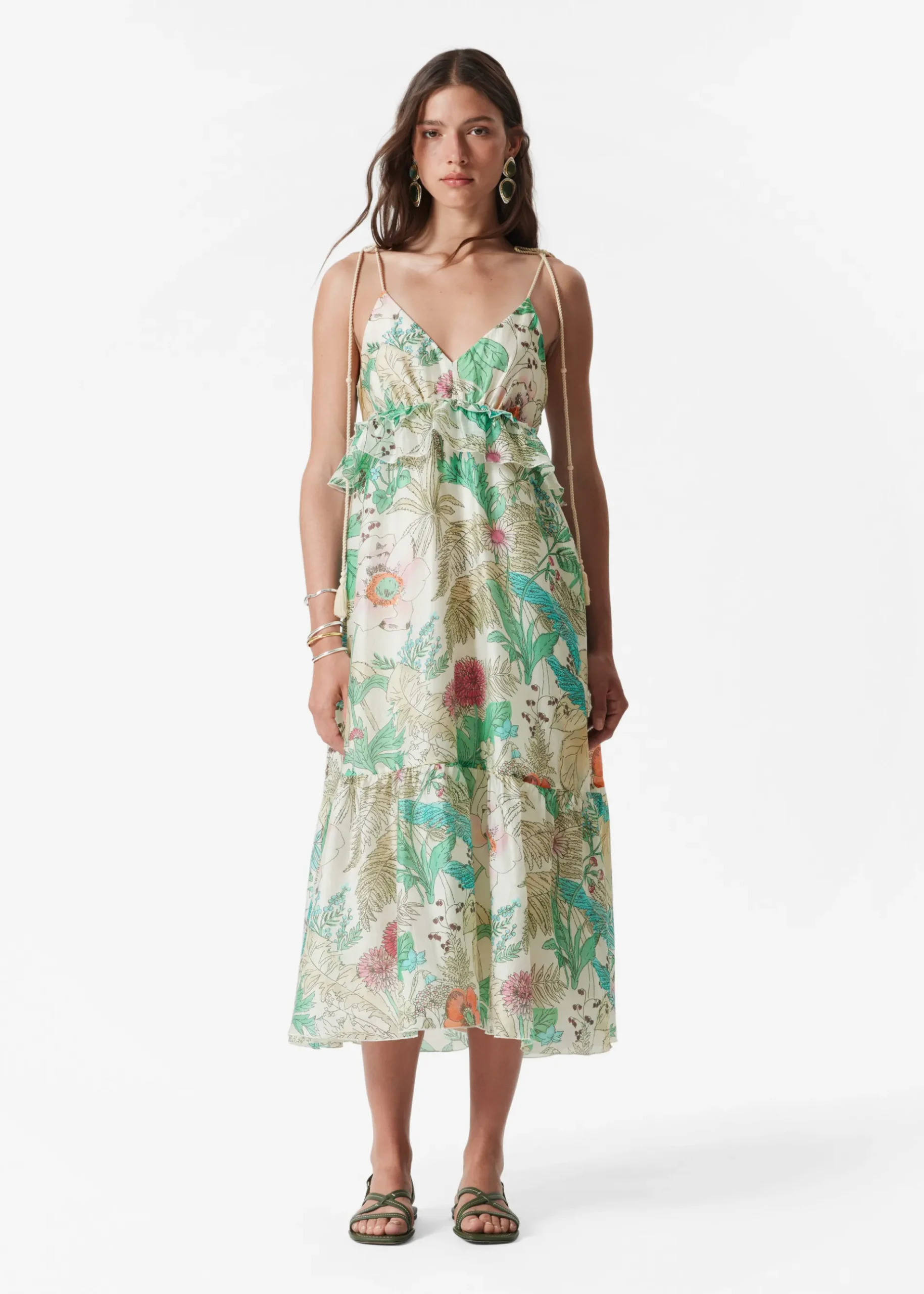 & Other Stories Midikleid mit schmalen Trägern