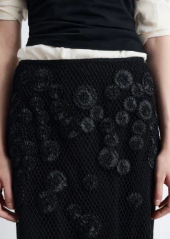& Other Stories Midirock aus Mesh mit Blumenapplikationen