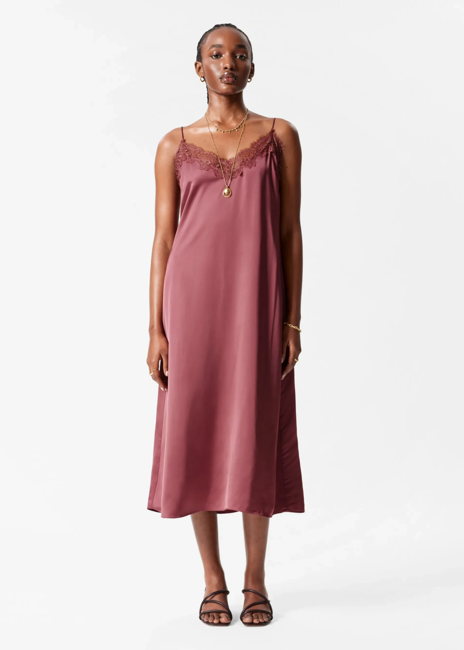 & Other Stories Midi-Trägerkleid aus Satin