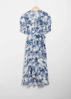 & Other Stories Midi-Wickelkleid aus Leinen