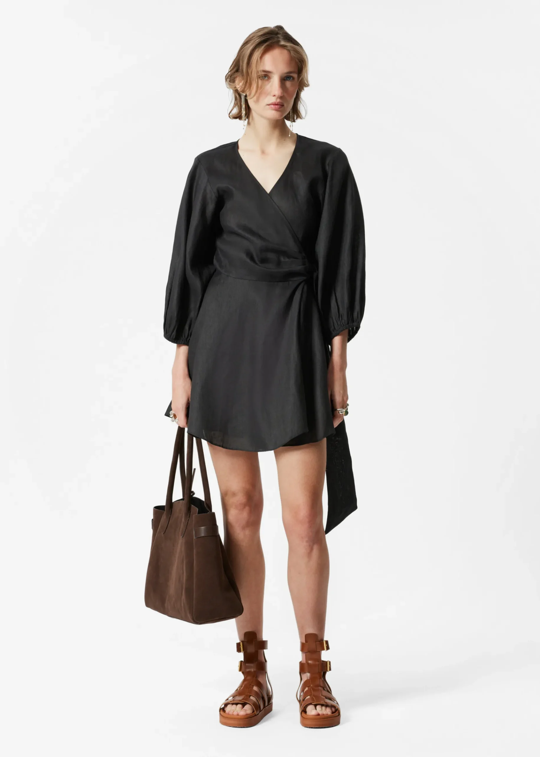 & Other Stories Mini-Wickelkleid aus Leinen