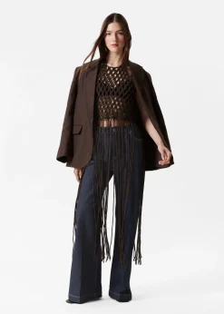 & Other Stories Neckholder-Oberteil in Makramee-Optik mit Fransen