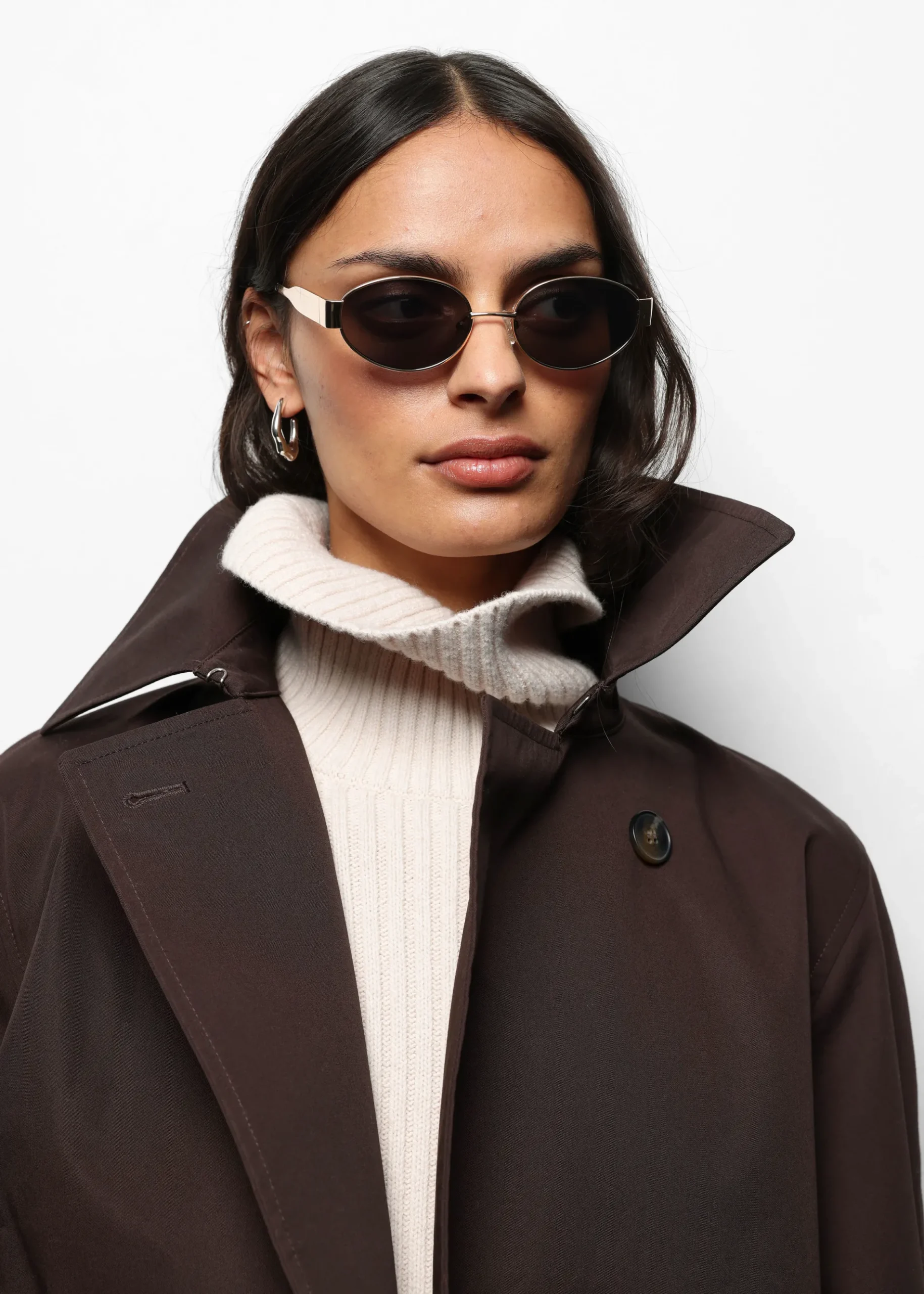 & Other Stories Ovale Sonnenbrille mit Metallgestell