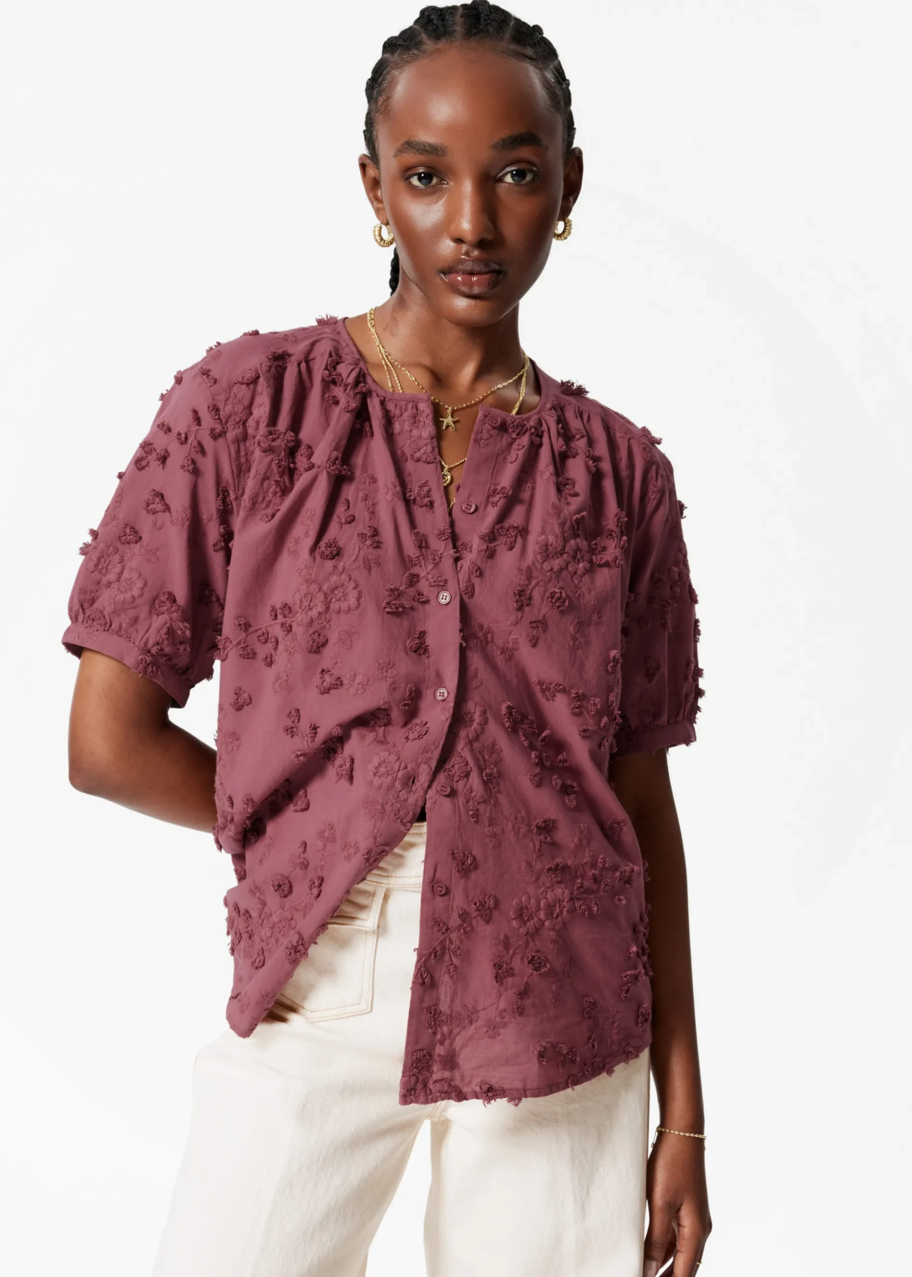 & Other Stories Oversized-Bluse mit Puffärmeln