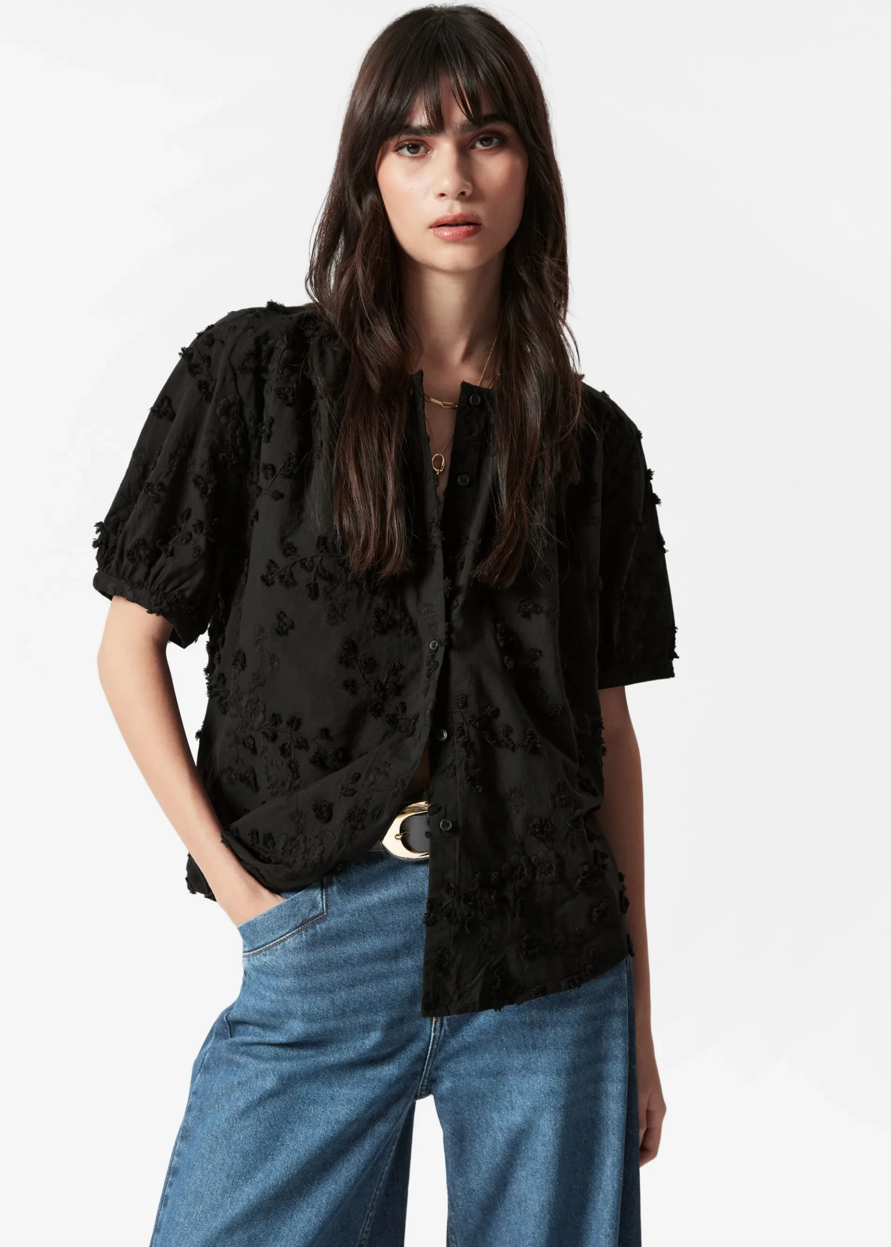 & Other Stories Oversized-Bluse mit Puffärmeln