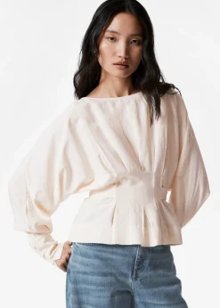 & Other Stories Plissierte Bluse mit U-Boot-Ausschnitt