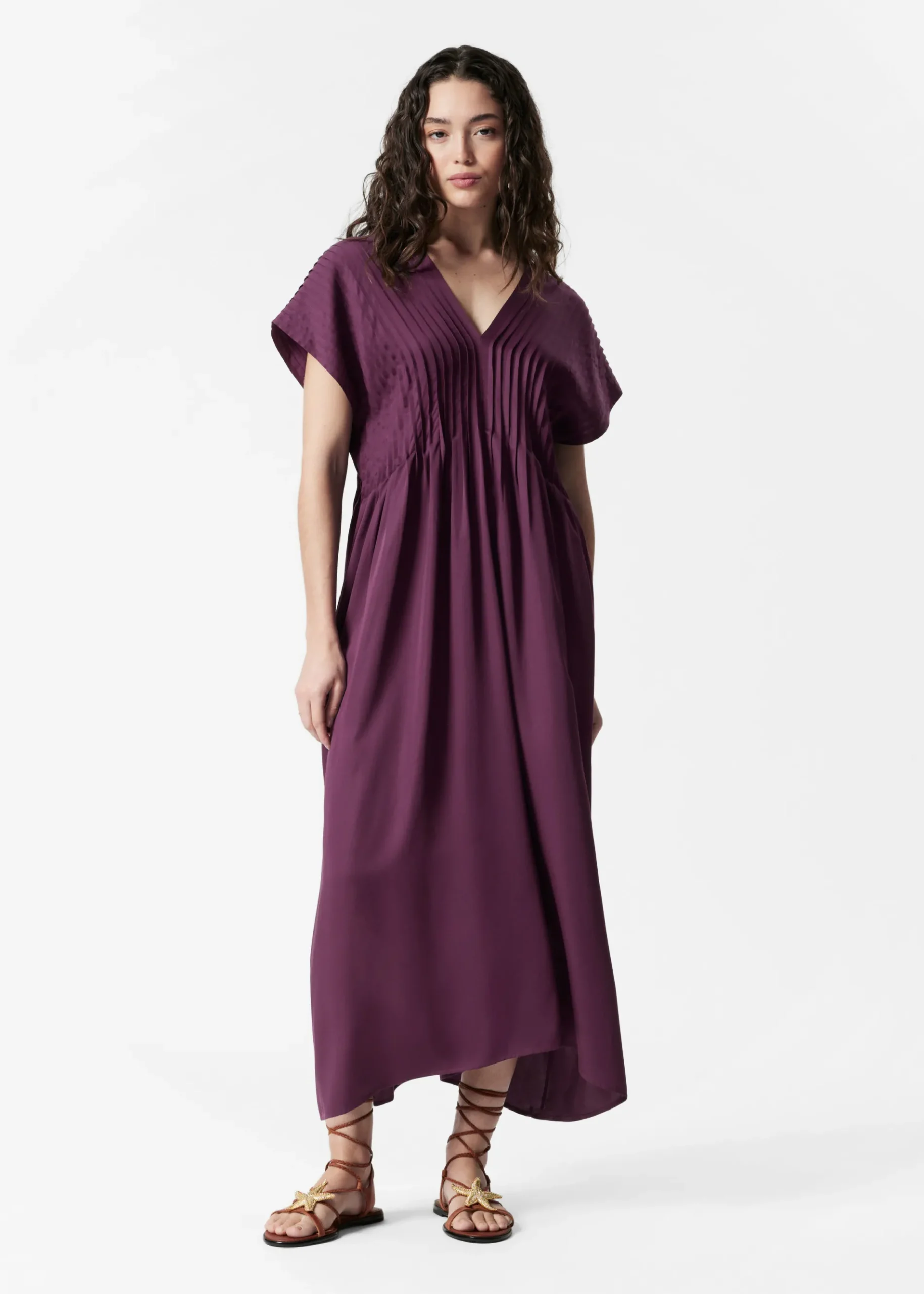 & Other Stories Plissiertes Midikleid mit Dolman-Ärmeln