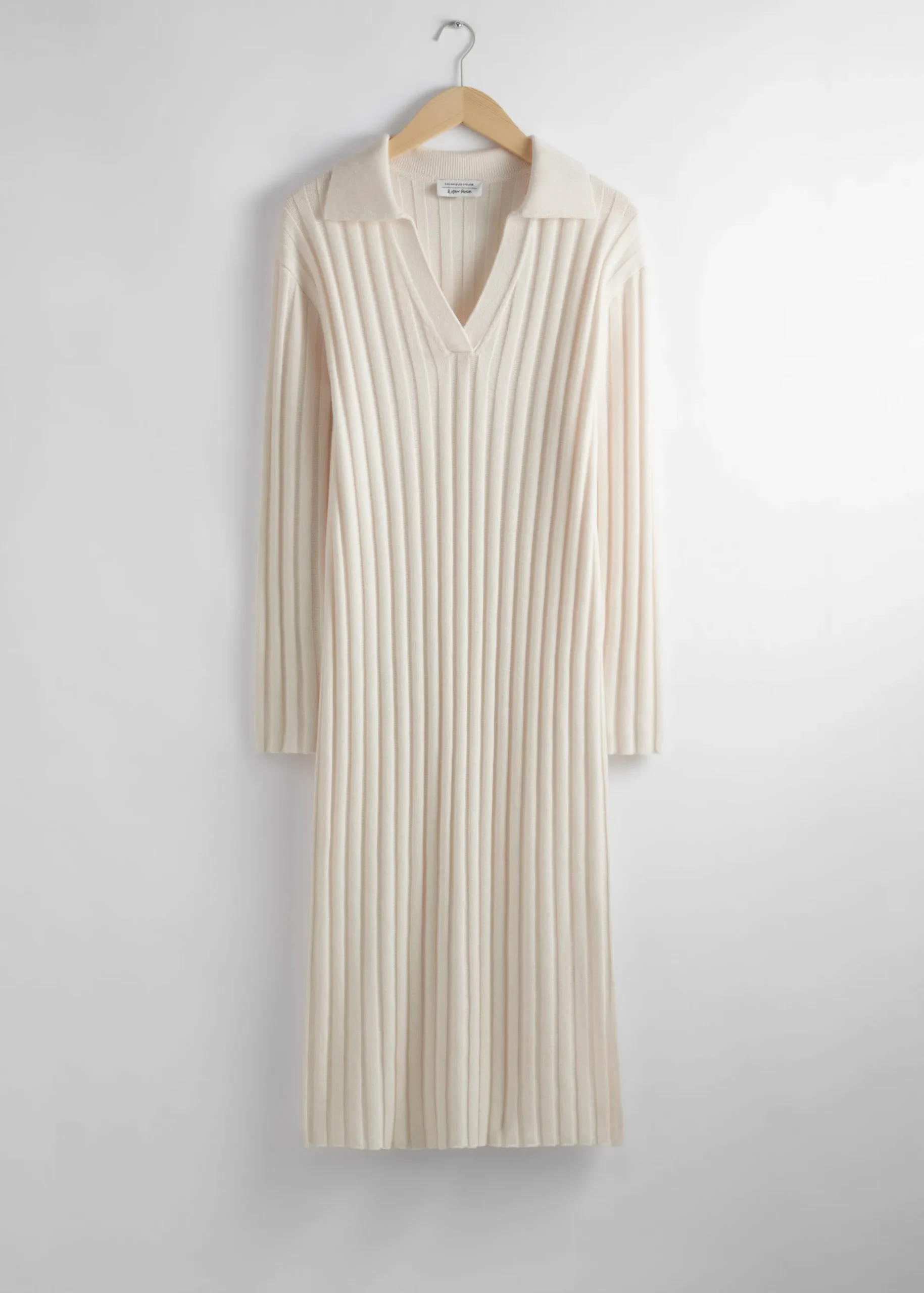 & Other Stories Rippstrick-Midikleid mit Kragen