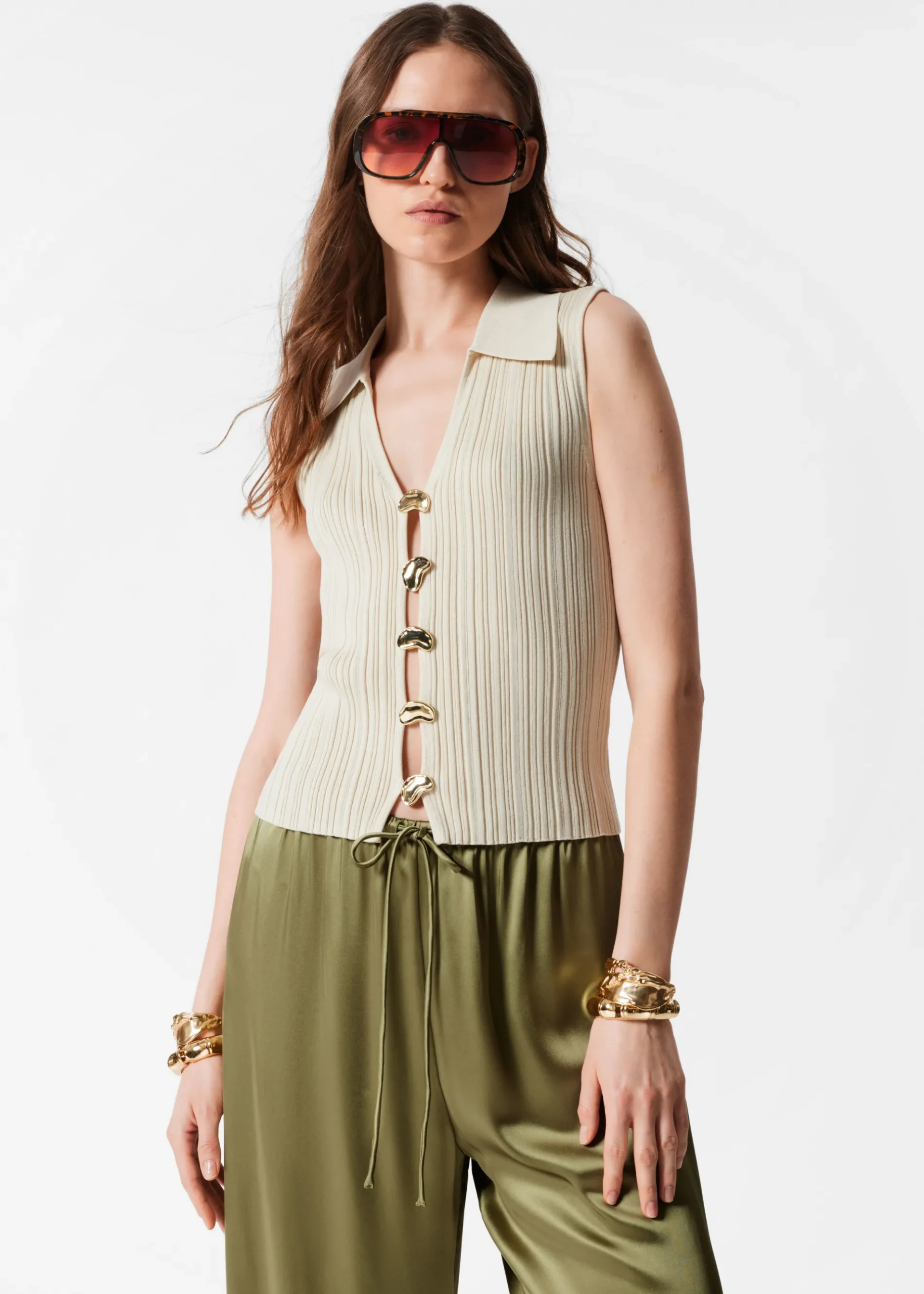 & Other Stories Rippstrick-Tanktop mit Kragen