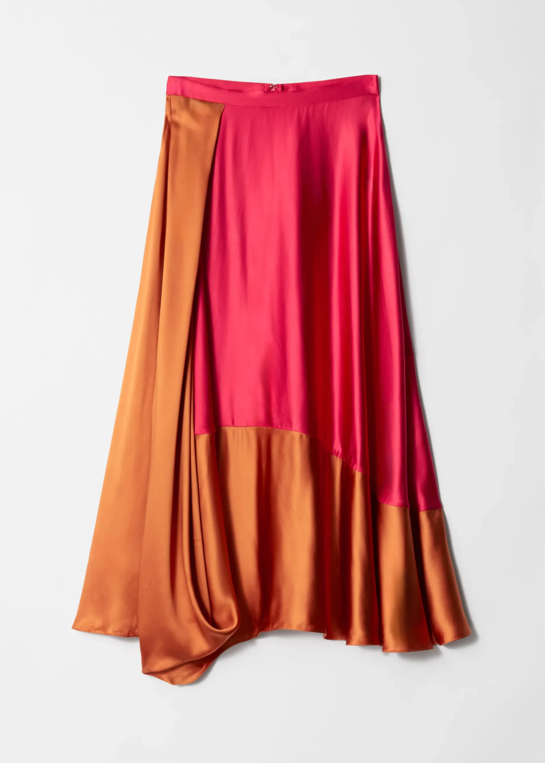 & Other Stories Satin-Midirock im Colour-Block-Design