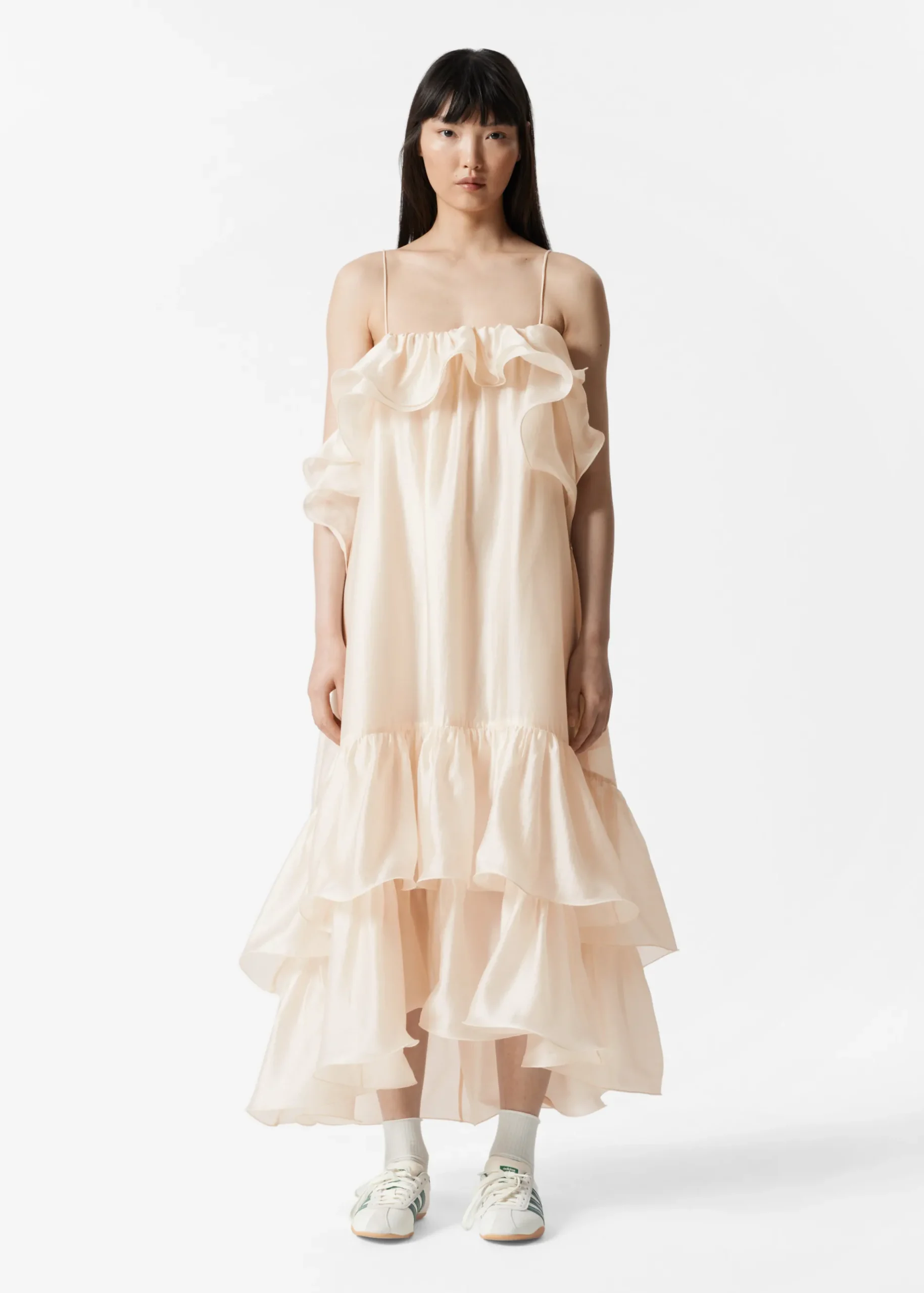 & Other Stories Schulterfreies Maxikleid mit Rüschen