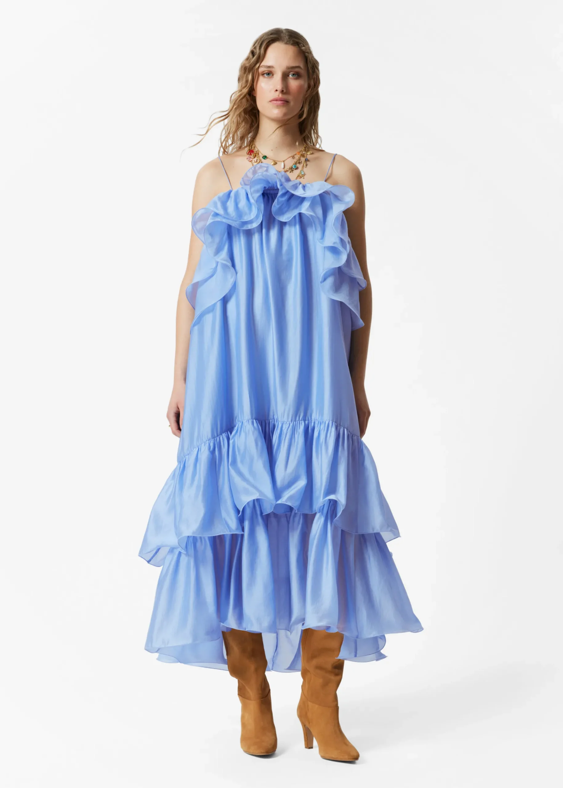 & Other Stories Schulterfreies Maxikleid mit Rüschen
