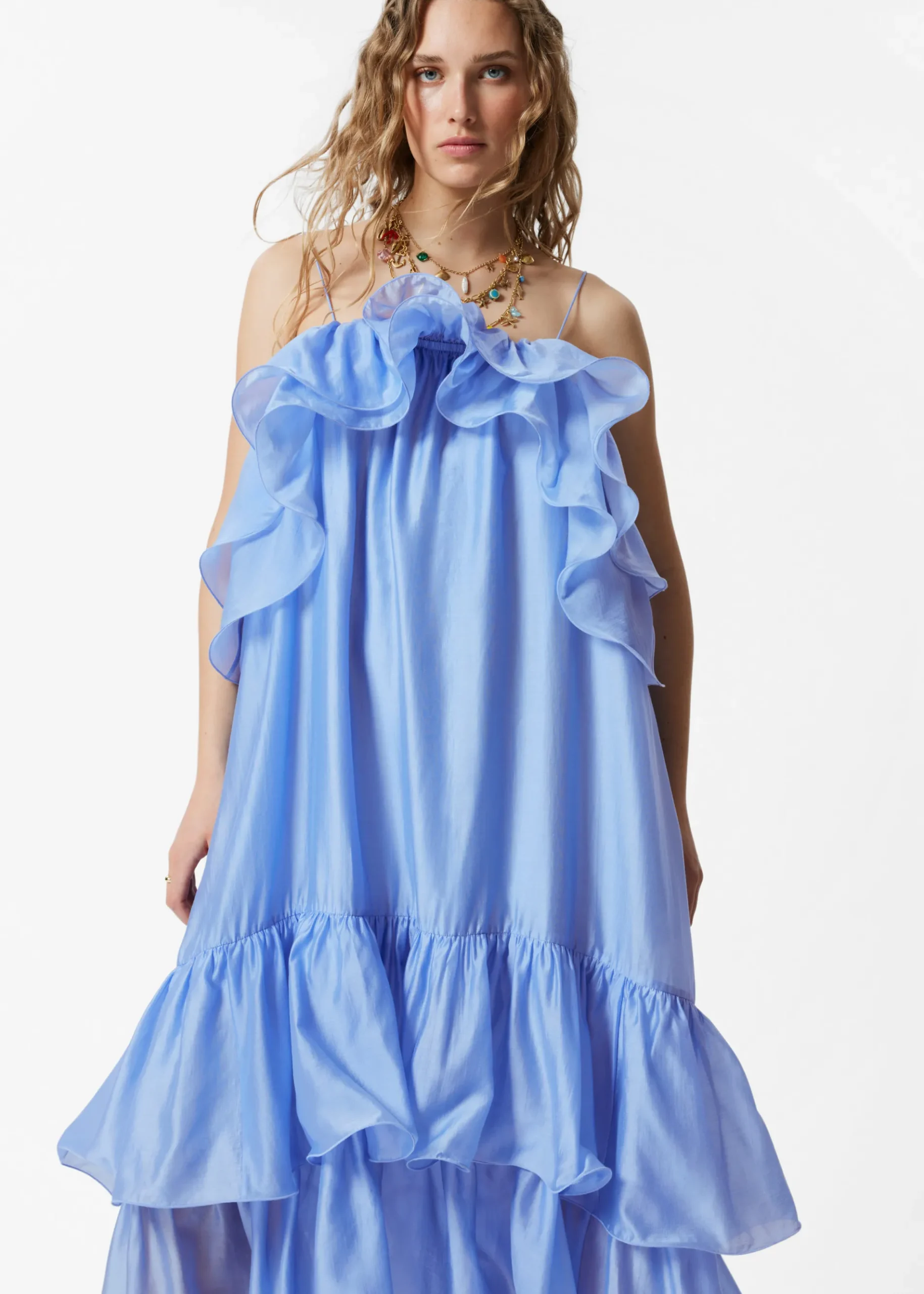 & Other Stories Schulterfreies Maxikleid mit Rüschen