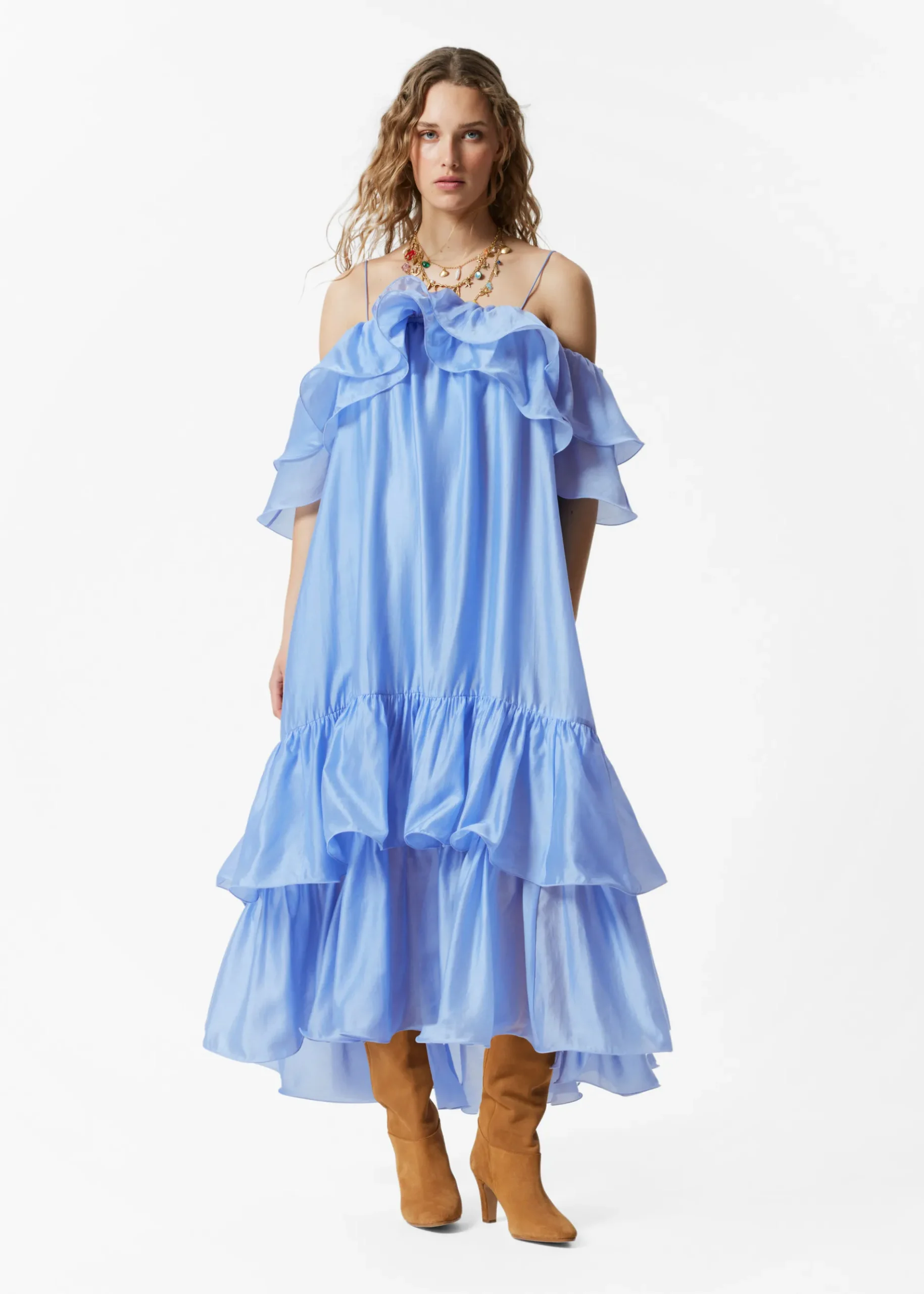& Other Stories Schulterfreies Maxikleid mit Rüschen