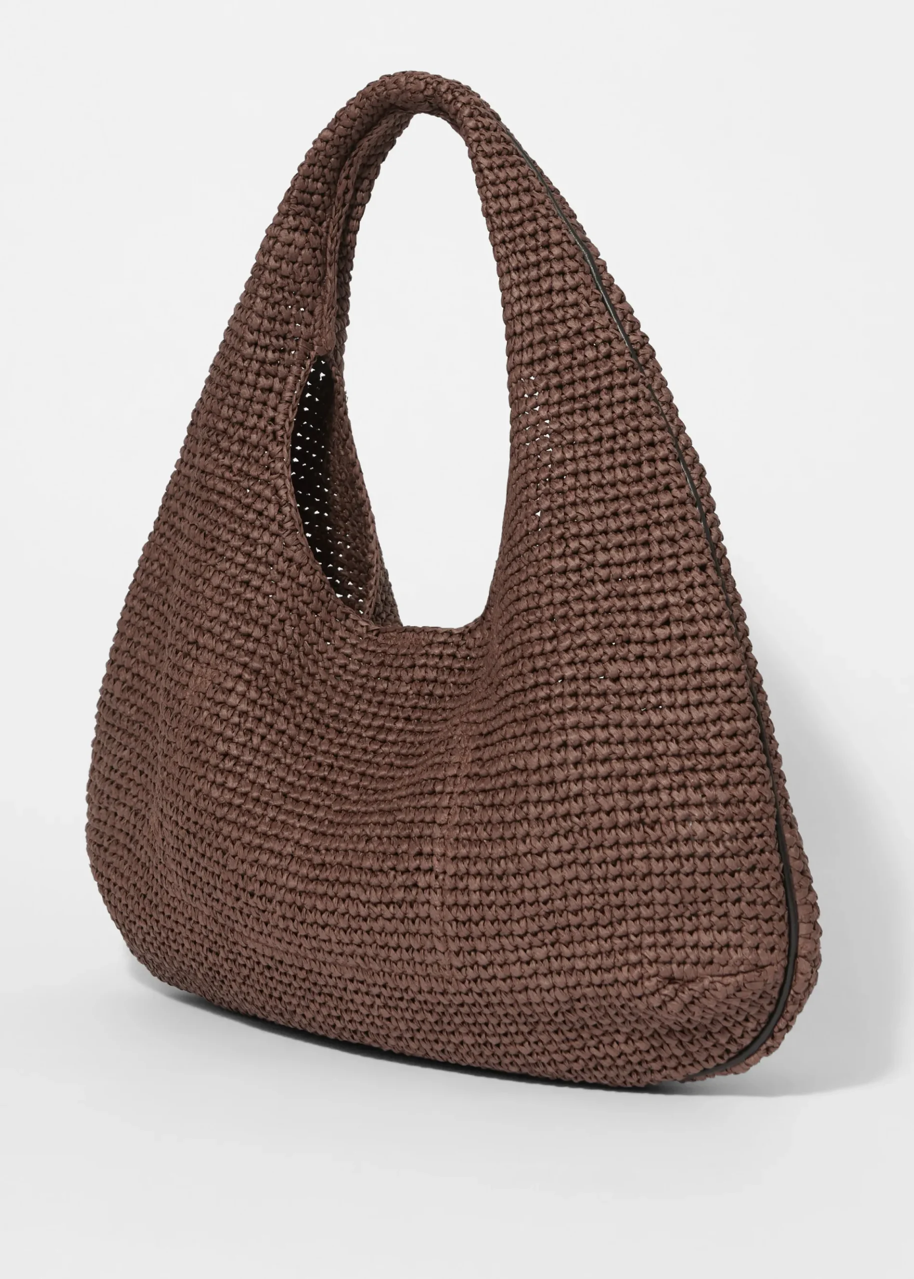 & Other Stories Schultertasche aus Stroh mit Lederpaspelierung