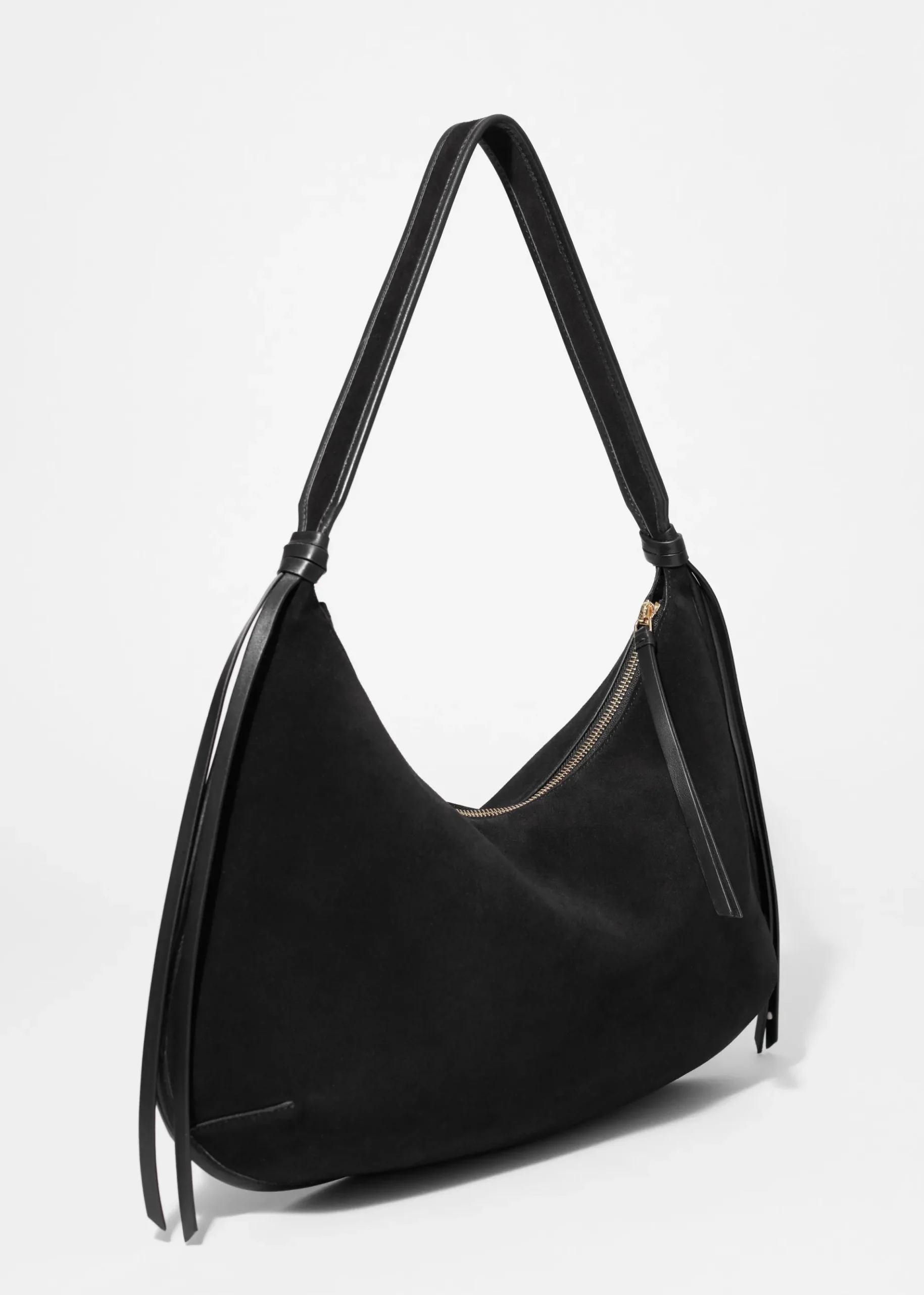 & Other Stories Schultertasche aus Veloursleder mit Fransen