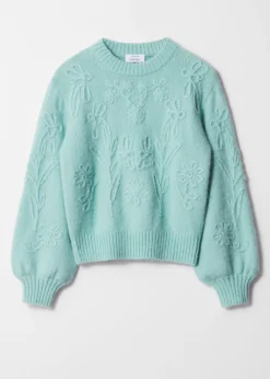 & Other Stories Strickpullover mit Blumenapplikation