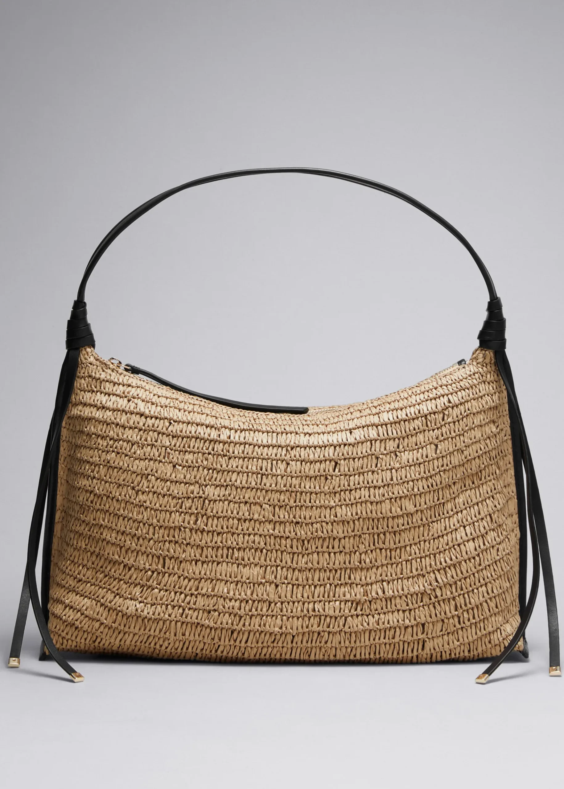 & Other Stories Strohtasche mit Lederdetail