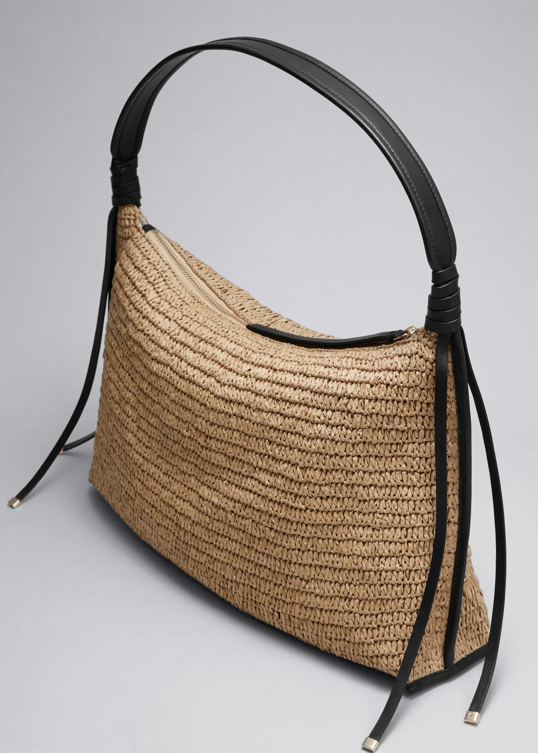 & Other Stories Strohtasche mit Lederdetail