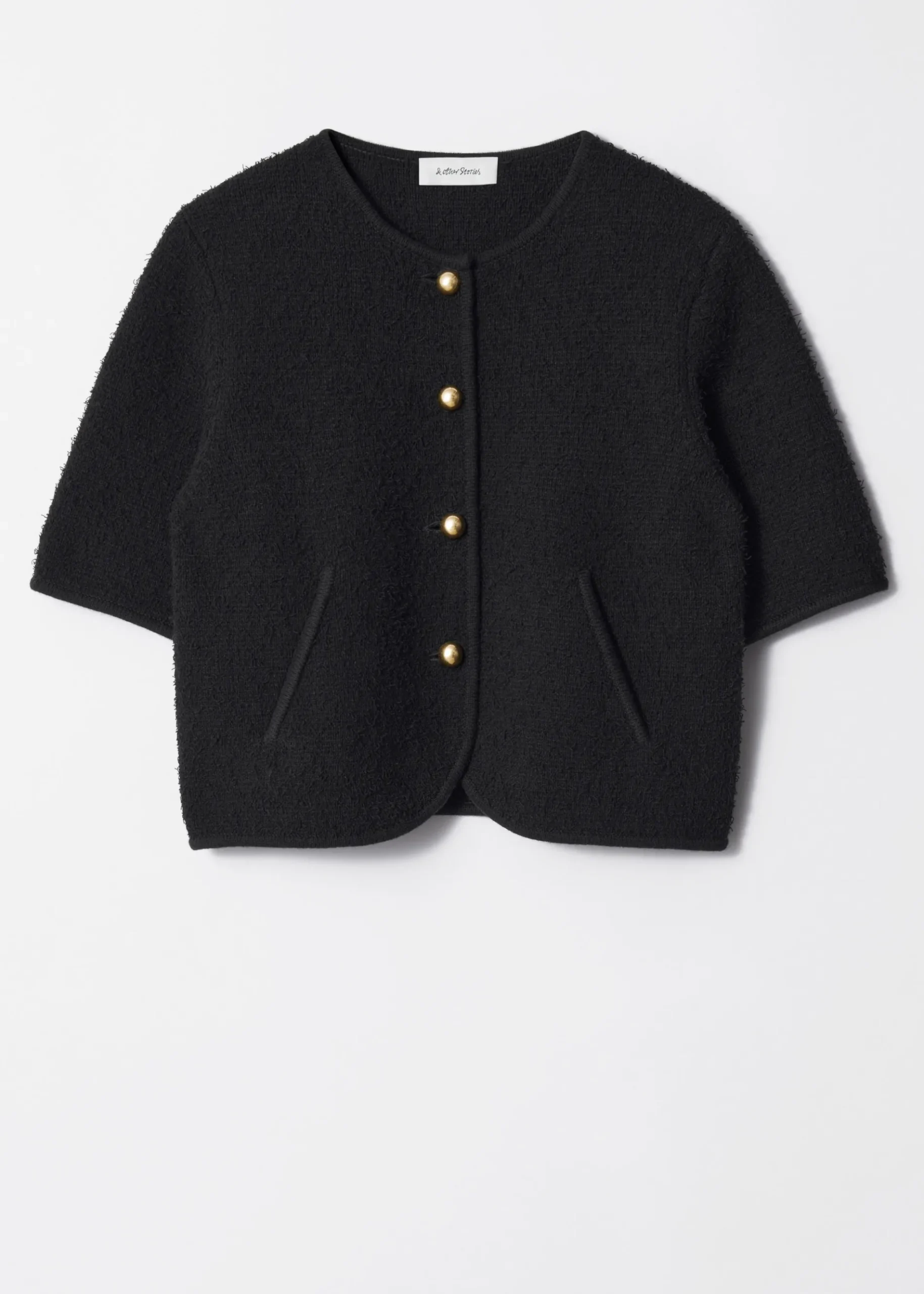 & Other Stories Strukturierte Strickjacke mit kurzen Ärmeln