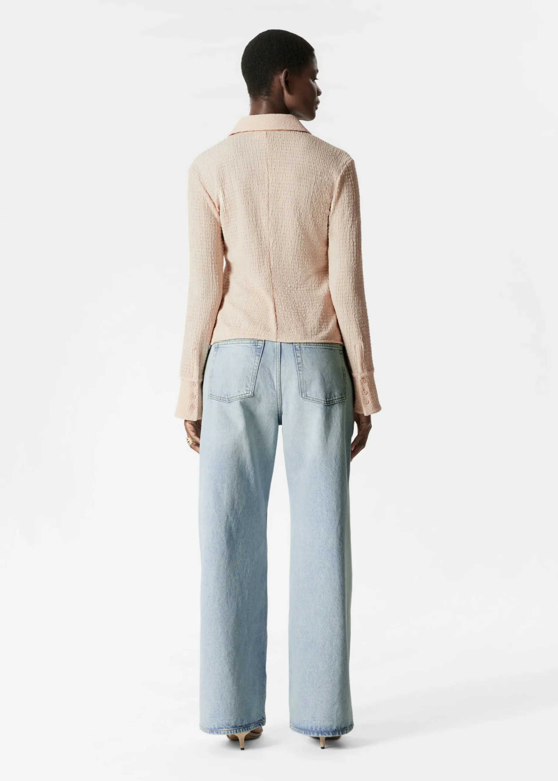 & Other Stories Strukturiertes Poloshirt mit langen Ärmeln