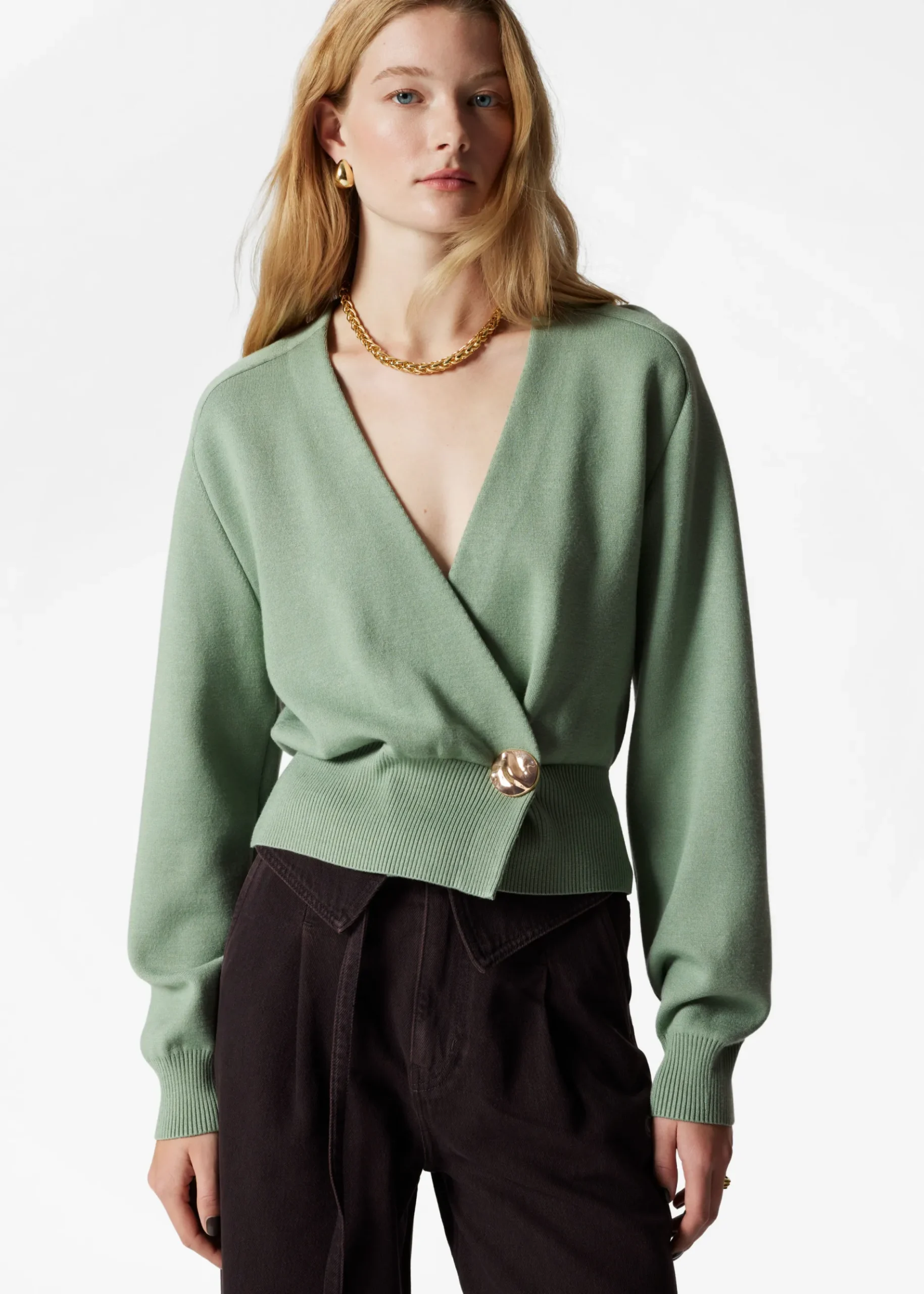 & Other Stories Taillierte Strickjacke in Wickeloptik