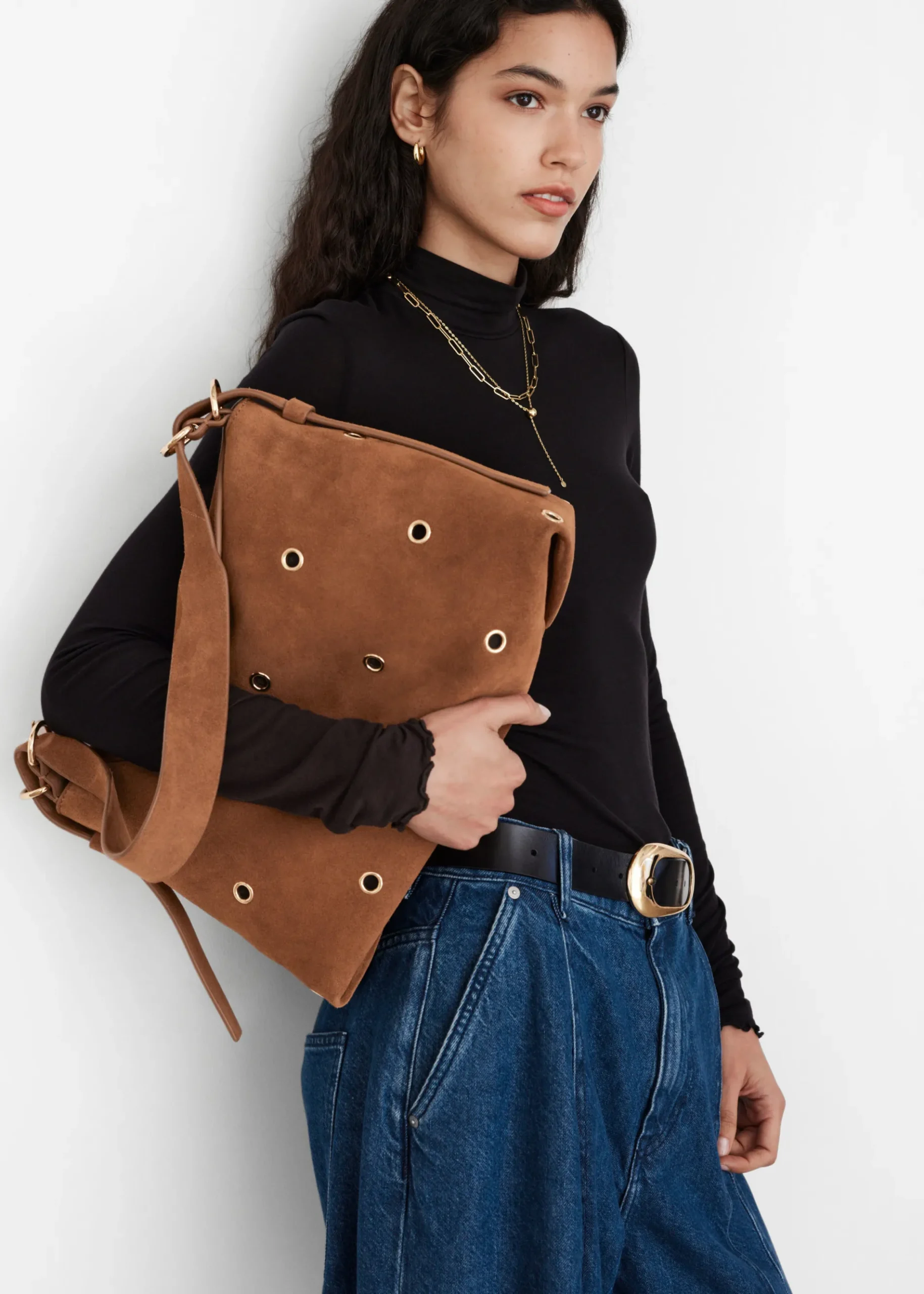 & Other Stories Tasche aus Veloursleder mit Ösen